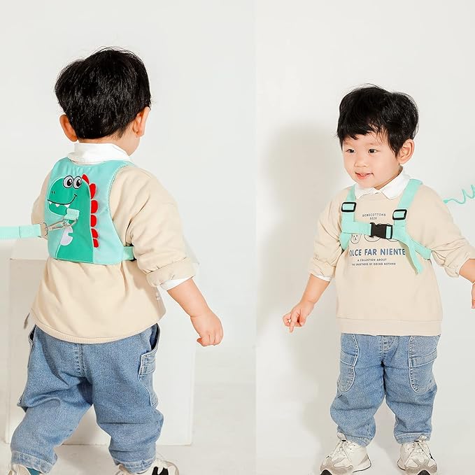 Toddler Leash-Baby Walking Safty Harness and Child Anti Lost Wrist Link for Girls/Boys Travel (Black)