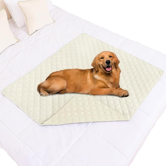 Smiry Waterproof Dog Bed Cover Pet Blanket, Soft Washable Dog Blanket for Furniture Bed Couch Sofa Reversible, Checkered (40"x50", Beige/Beige)