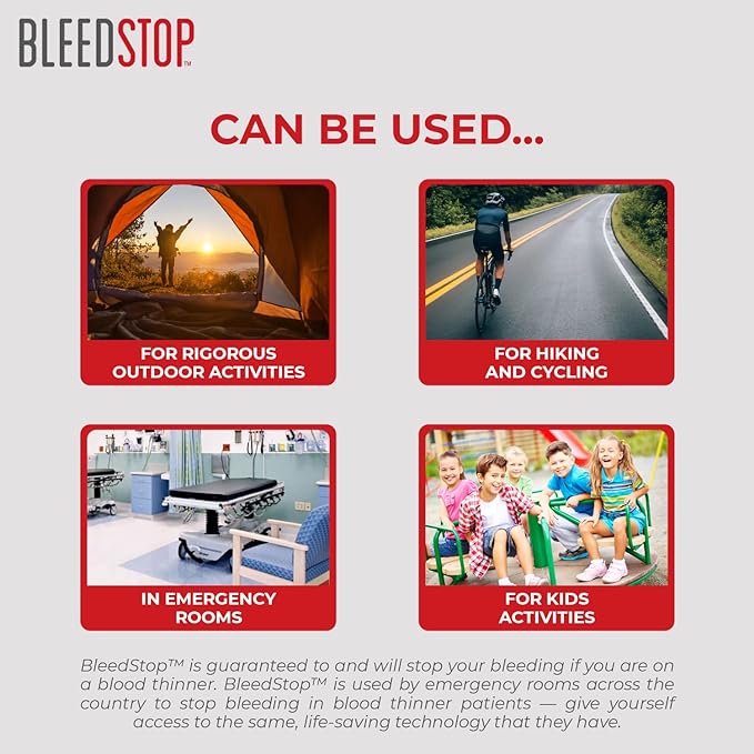 BleedStop™ First Aid Powder for Blood Clotting, Trauma Kit, Blood Thinner Patients, Camping Safety, and Survival Equipment for Moderate to Severe Bleeding Wounds or Nosebleeds - 2 (20g) Pouches