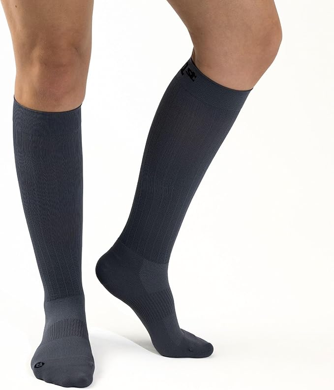 Medical Grade Compression Socks for Men & Women 15-20 mmHg by OrthoSleeve (Grey, Large)