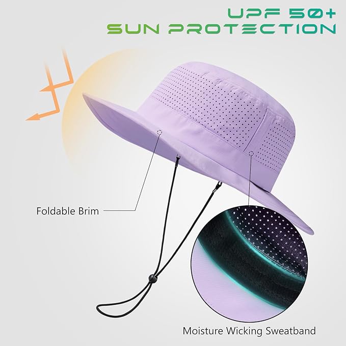 UPF 50+ Bucket Sun Hat with Laser Perforated Mesh Cooling Adjustable Breathable Lightweight for Outdoor Men Women