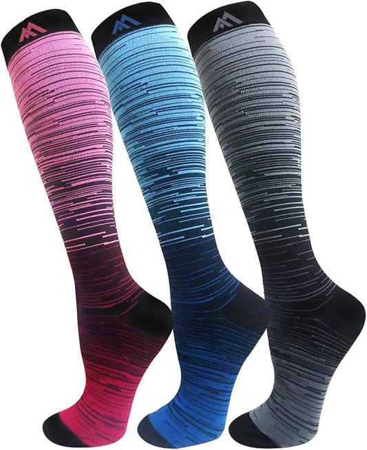 FuelMeFoot 3 Pack Copper Compression Socks - Compression Socks Women & Men Circulation - Best for Medical,Running,Athletic