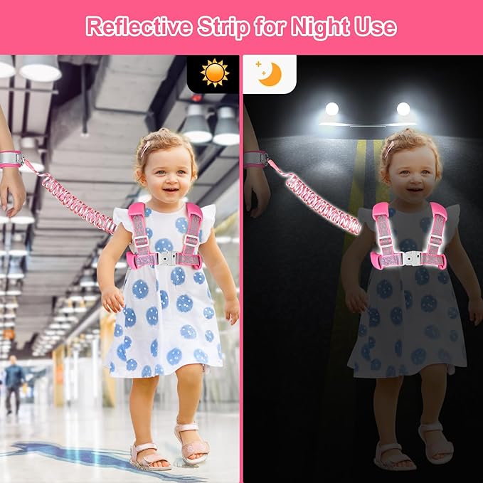 Accmor Toddler Harness Leash, Reflective Kid Harness with Anti Lost Wrist Link, Child Walking Harness Baby Leash Wristband Belt with Key Lock Design for Boys Girls to Outdoor Travel