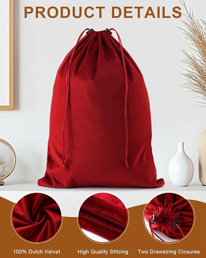 FantasyLife Shoe Bags for Travel, Washable Dust Bags for Storage & Packing, Flannel Shoe Pouch with Drawstring Closure for Purses, Handbags, Shoes & Toys (2, Rio Red)