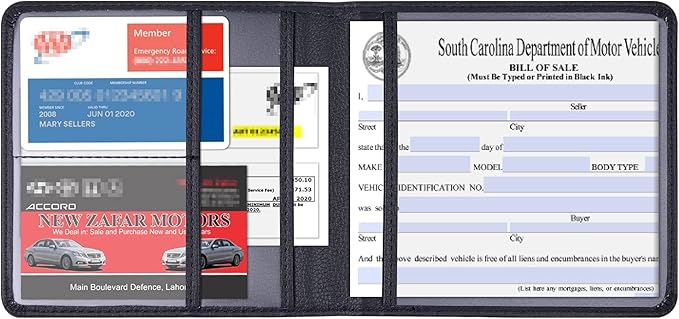 Wisdompro Car Registration and Insurance Card Holder 2 Pack PU Leather Vehicle Glove Box Documents Organizer Auto Paperwork Wallet Case for Women Men Files, ID, Driver's License - Black and Black