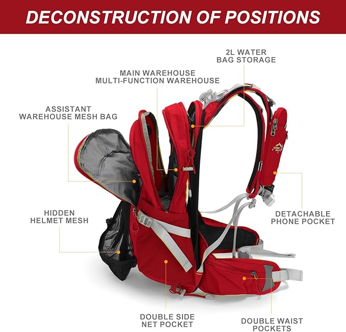 Hydration Pack,20L Hydration Backpack, Hiking Internal Frame Backpacks with 2L Hydration Water Bladder and Rain Cover, for Cycling,Camping, Hunting,Ski, Snow for Men, Women (red)