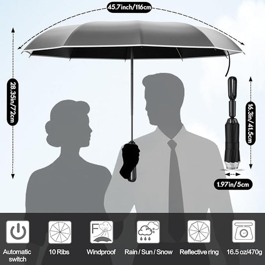 Auto Open Close Umbrella - Ultra Light Compact Travel & Backpack Size for Women and Men, UPF 50+ Eco-Friendly Sun Protection & Windproof Rain Umbrella with UV Defense