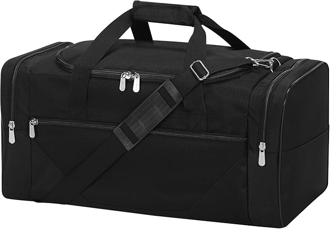 Gym Bag Sport Duffle Bag for Men - 21 in Weekender Travel Bag with Trolley Sleeve (Black)