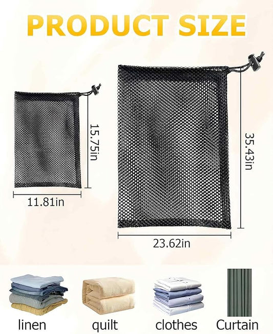 6 Pack Large Mesh Laundry Bags, 24 x 36" & 12 x 16" Heavy Duty Washable Drawstring Wash Bag with Drawstring Closure