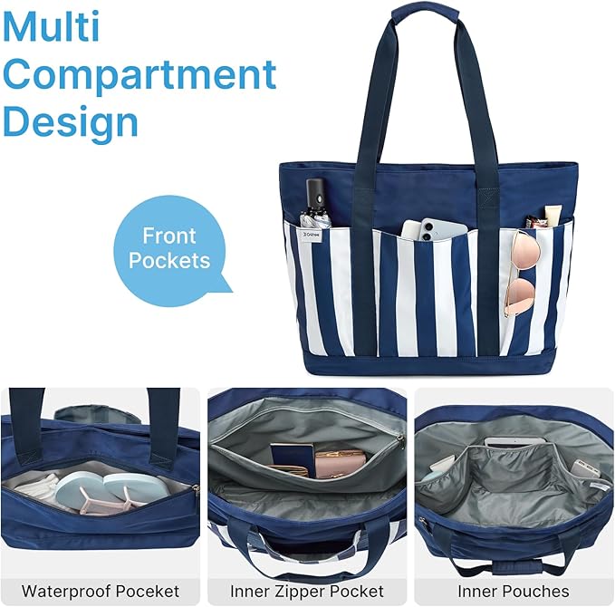 G4Free Beach Bag,Waterproof Beach Tote Pool Bags for Women,Compatible with Stanley Cup,Foldablefor Weekender Travel