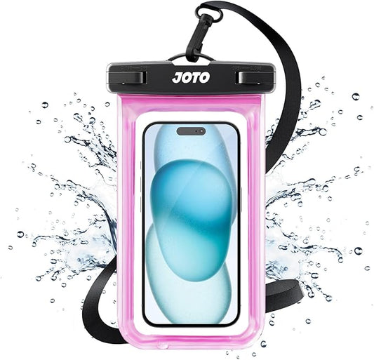JOTO Up to 7" Universal Waterproof Phone Case for iPhone 17 Air 16 15 14 13 12 11 Plus Pro Max, IPX8 Cellphone Dry Bag XR X SE, Galaxy S23 S22 S21 S20+ S20 S10 Plus Note, Pixel -Pink