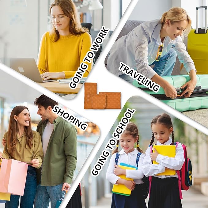 3PCS Small Makeup Bag for Women, Mini Cosmetic Bags Leather Pocket Pouch Purse,Snap Closure Waterproof Portable Bag,Checkered Storage Travel Bag for Lipstick Change Glasses Coin Cards (Brown)