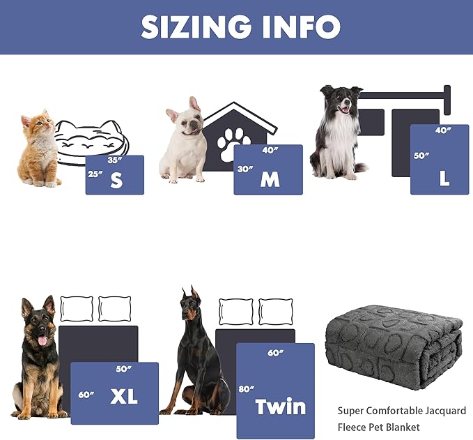 gogobunny Calming Plush Dog Cat Blanket 300GSM Coral Fleece, Ultra-Soft Machine Washable Pet Bedding for Small Medium Dogs Cats Puppies Kittens (Anthracite, 30x40)