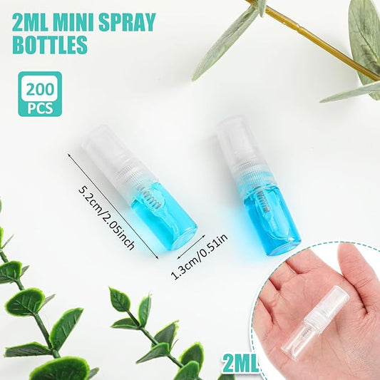 Zhehao 100 Pcs Mini Spray Bottles 2 ml Clear Glass Perfume Bottles Refillable Fine Mist Perfume Atomizer Portable Empty Sample Containers for Cleaning, Essential Oils, Travel (Clear Cap)