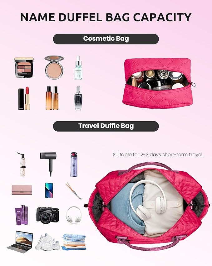 Vogewood Birthday Gifts for 3 4 5 6 7 8 9 10 11 12 13 Year Old Girls-Initial Travel Bag with Shoe Compartment, Weekender Bag, Overnight Bag for Women, Letter Travel Bag with Makeup Bag (Letter L)