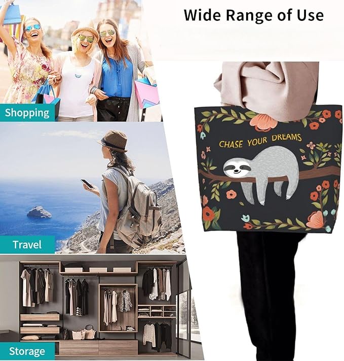 Large Tote Bag for Women Portable Beach Bag Reusable Grocery Bags Funny Gift Bag for Shopping Gym Travel