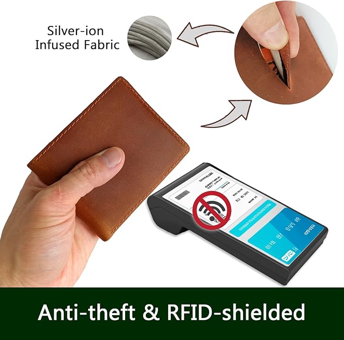 LnxLtw Men's Wallets Leather RFID Blocking Ultra-Thin Bifold | Minimalist Front Pocket Travel Wallet for Men with Card Holder & Money Slot – Yellowish Brown