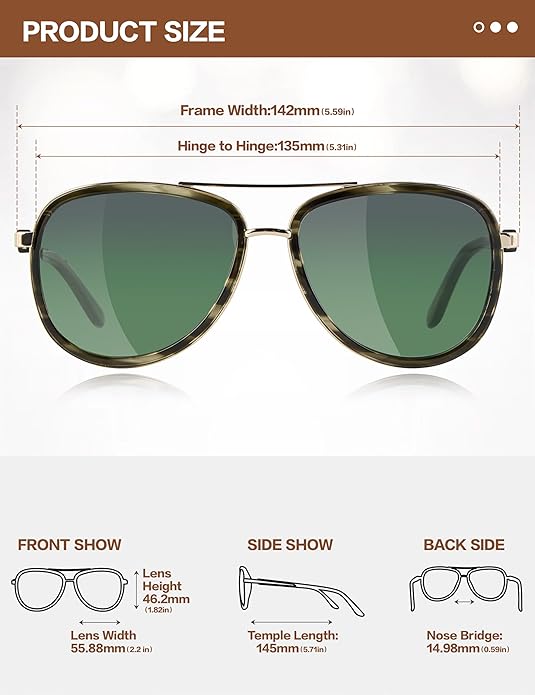 BIRCEN Polarized Sunglasses for Women UV - Protection Womens Retro Mirrored Shades with Acetate Frame BC2001