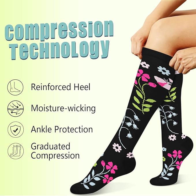 Copper Compression Socks 15-20 mmHg for Men & Women 8 Pairs – Circulation Support for Nurses, Travel, Running, Hiking, Soccer
