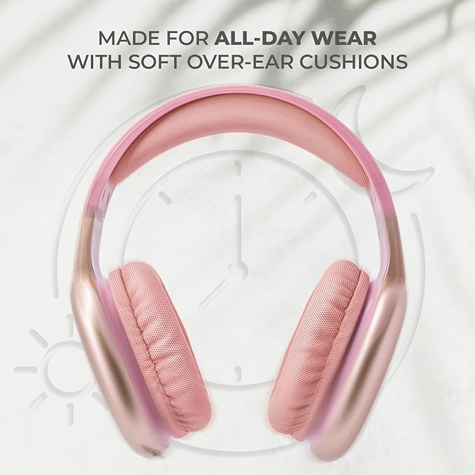 iJoy Ultra Wireless Over-Ear Bluetooth Headphones with Mic, Up to 10 Hours Playtime, Bluetooth Headset 33Ft Range with Backup AUX Cable & SD Slot, Wireless Headphones for Gaming, Work & Gym (Pink)