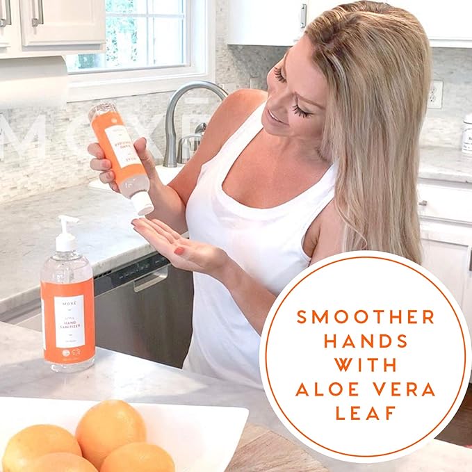 MOXE Citrus Hand Sanitizer Gel, Value Pack of 4, 32 oz Bottles, 70% Ethyl Alcohol Made in the USA, Protects Against Germs On-The-Go