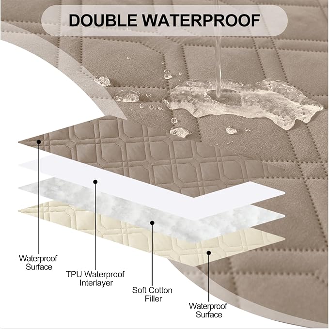 Smiry Waterproof Dog Blanket, 52x82 Inch Soft Pet Bed Cover Reversible, Washable Sofa Couch Furniture Protector for Small Medium Large Dog Puppy Cat, Geometric, Taupe/Beige