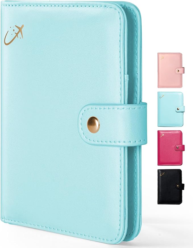 Forvencer Passport Holder Cover with Money Pocket, RFID Blocking Passport Wallet for Travel, Premium Travel Card Case, Waterproof Travel Accessories for Women Men, Light Blue