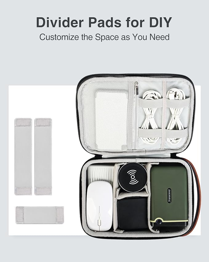 Luxtude Electronics Organizer Travel Case, Portable Tech Organizers Travel Case, Hard Cases for Electronics, Sturdy Charger Bag, Waterproof Tech Bag for Charger/Mouse/Hard Drive, Christmas Gifts