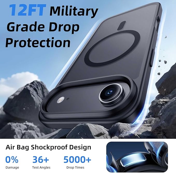 Ntwinro Magnetic for iPhone Air Case (Compatible with MagSafe) with Detachable Wallet & Card Holder for 3 Cards [RFID Blocking] Military Grade Protective Slim Phone Cover for 17 Air 2025, Black