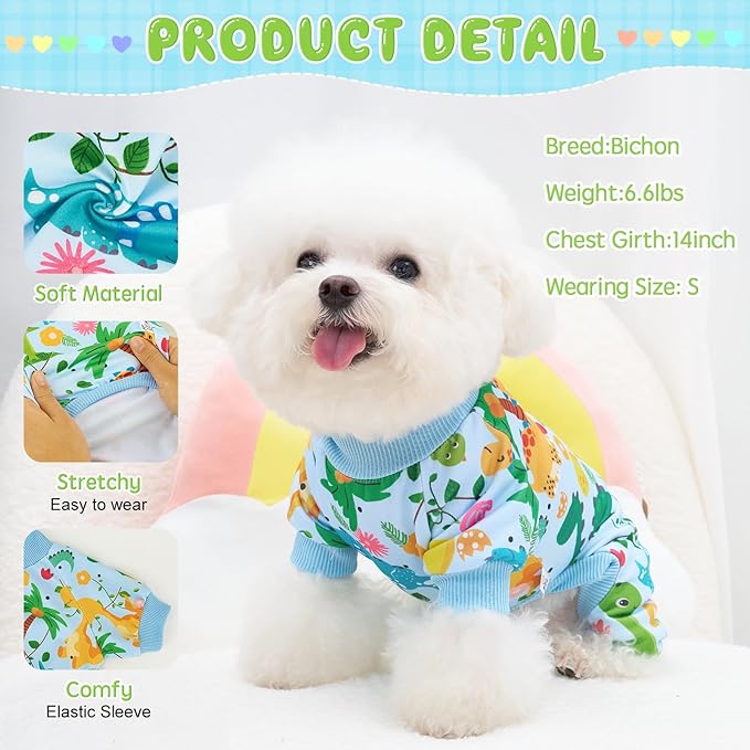 XPUDAC 4 Pack Dog Pajamas Soft Strechy Summer Doggie Clothes for Small Medium Dogs Boy Girl Cat Apparel, 5XL