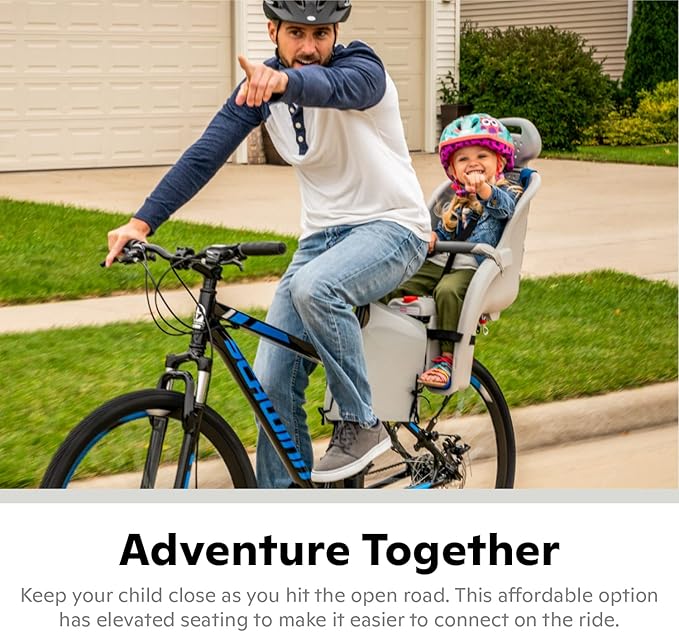 Schwinn Deluxe Child Bike Carrier, Seats one Kid Ages 1+, Frame Mount, Adjustable Safety Harness, Quick Release Design, Comfortable Padding, Rear-Mounted Child Bike Seat for Toddler