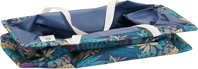 Household Essentials Large Canvas Utility Tote Bag with Handles | Collapsible Storage Basket for Laundry, Groceries, College, Beach, Car & More | Water-Resistant Lining | 11"x22"x13"