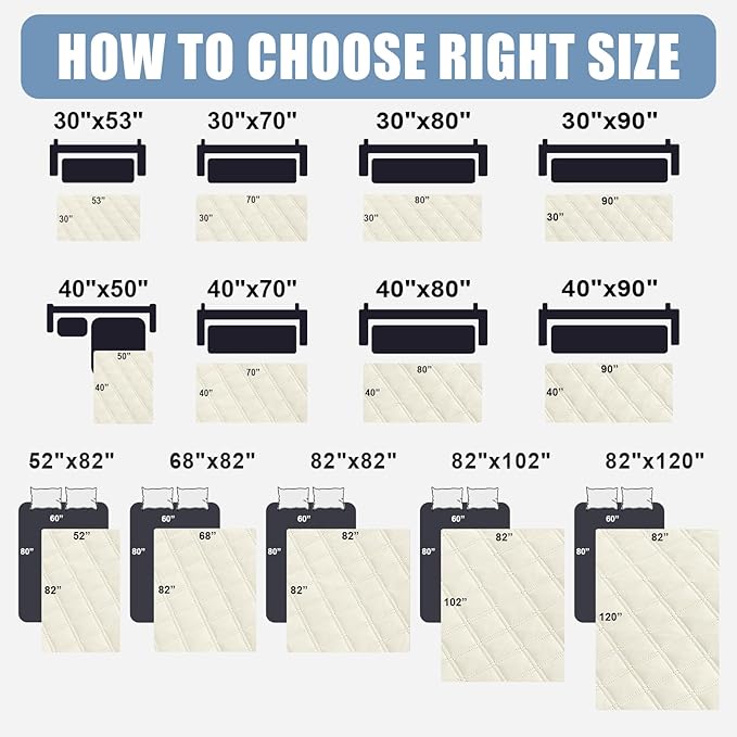 Smiry Waterproof Dog Bed Cover Pet Blanket, Soft Washable Dog Blanket for Furniture Bed Couch Sofa Reversible, Checkered (52"x82", Beige/Beige)