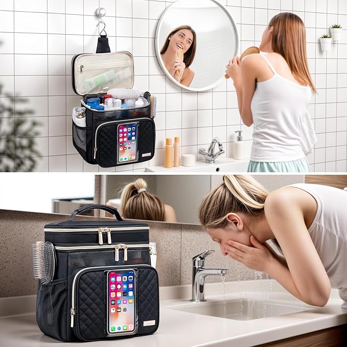 Large Toiletry Bag for Women Men,Bathroom Bag,Water Resistant Portable Shower Caddy for College Dorm,Hanging Toiletry Bags for Traveling,Gym Camping Cruise Ship Travel Essentials Shower Bag