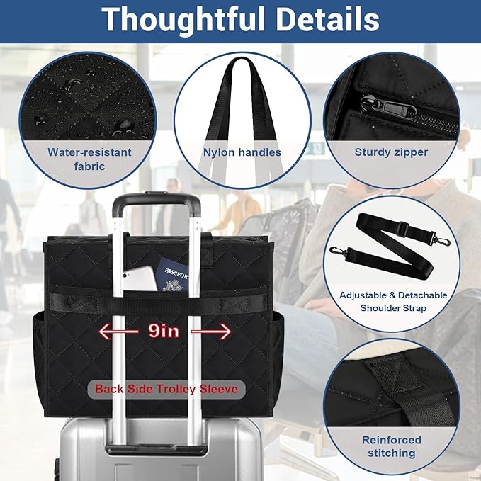 IBFUN Utility Tote Bag with 14/24 Pockets Zip Top Teacher Tote Bag for Teacher/Work Women