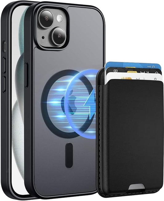 Ntwinro Magnetic for iPhone 15 Case (Compatible with MagSafe) with Detachable Wallet & Card Holder for 3 Cards [RFID Blocking] Military Grade Protective Slim Phone Cover, Black