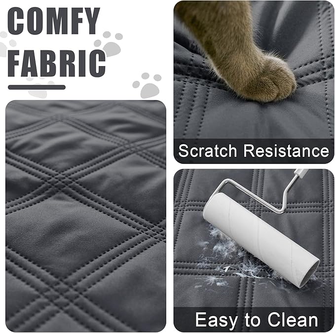 Smiry Waterproof Dog Bed Cover Blanket 40x80, Soft Reversible Pet Blanket, Washable Leakproof Cats Dogs Couch Cover for Sofa, Couch, Furniture, Lattice, Dark Grey/Beige