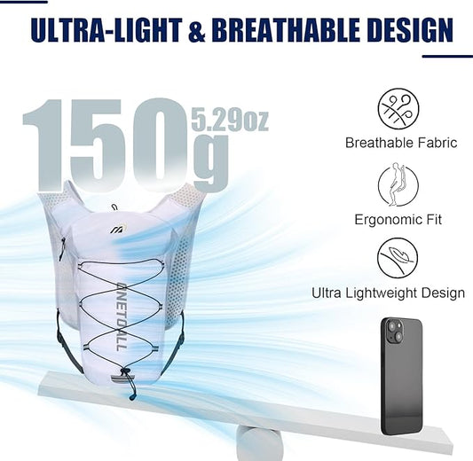 Running Vest for Women & Men, 6L Hydration Backpack with 2L Water Bladder, Lightweight Water Backpack for Trail Running, Marathon, Hiking, Cycling, Jogging, Adjustable Fit