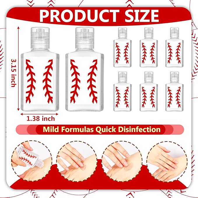 50 Pcs Baseball Party Favors - Mini Hand Sanitizer Baseball Team Gifts Bulk Travel Size for Senior Night Sports Theme Party Supplies Birthday Goodie Bags Stuff