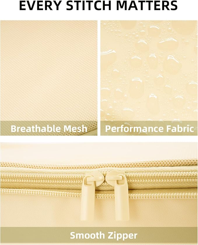 6 Set Compression Packing Cubes for Travel, Large Medium Small Luggage Organizers, Storage Bags for Clothes (6 Pack, Bright Yellow)