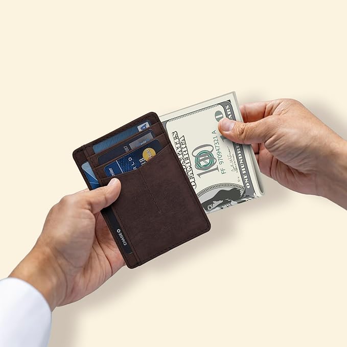 Oak Leathers Leather Slim Minimalist Wallet for Men & Women RFID Front Pocket Leather Card Holder Wallets