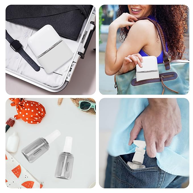 Songaa Travel Bottles Leak Proof, 2 in 1 Travel Containers for Toiletries, Refillable Plastic Bottles with Lid, Travel Accessories Shampoo Conditioner Bottles Grey