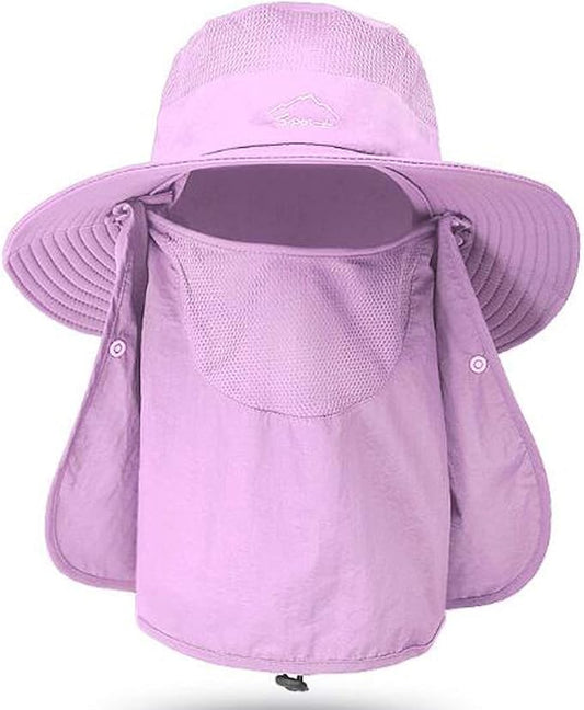 Fishing Hat for Men & Women, Outdoor UV Sun Protection Wide Brim Hat with Face Cover & Neck Flap