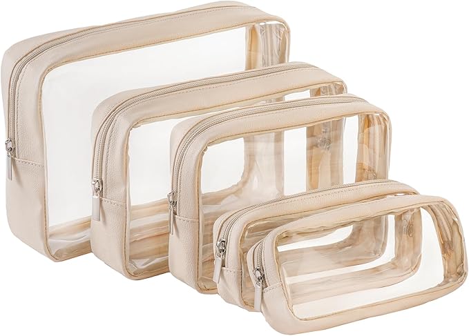 TSA Approved 5-Piece Diaper Bag Organizer Pouch Set Clear Waterproof TPU Kids Toiletry Storage Set Travel Packing Clutch Cube Bags for Baby Nursing