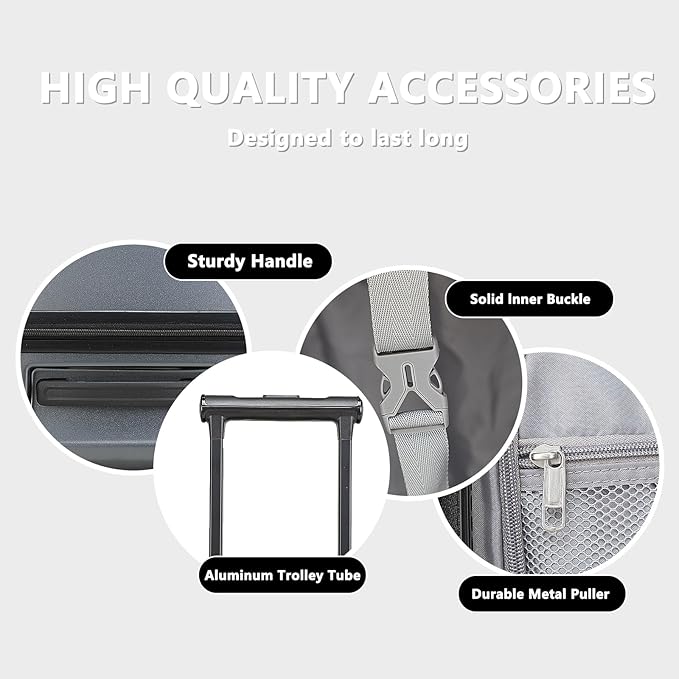 28 Inch Luggage with Spinner Wheels & TSA Lock, Expandable PC Hardside Large Checked Luggage with Top Opening, Durable Lightweight Rolling Suitcase, Gray