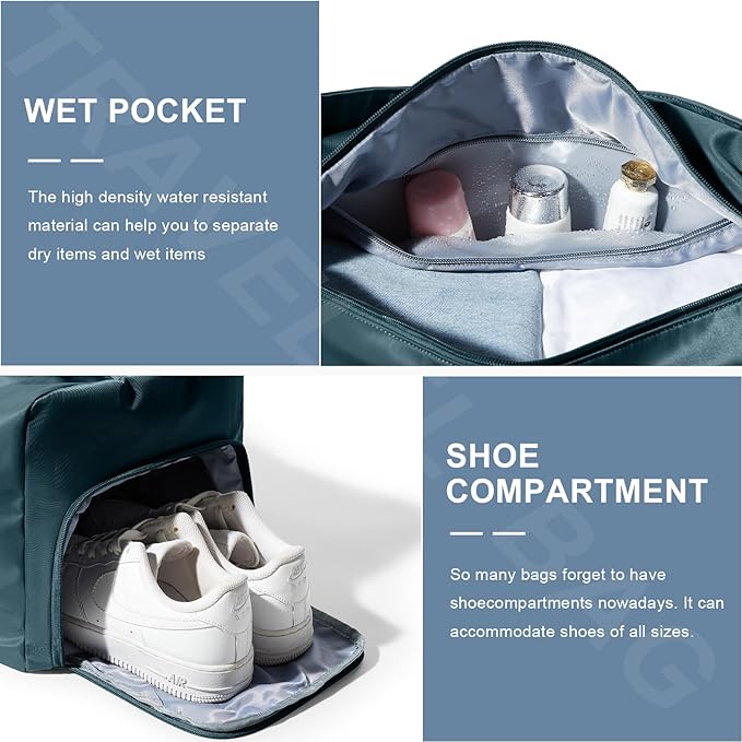 Large Gym Bag with Shoe Compartment, Workout Sport Duffle Bag for Women Travel, Waterproof Shoulder Overnight Bags Lightweight Carry on Tote Bags for Swim, Yoga, Dance