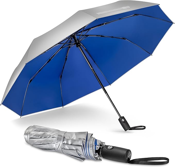 NINEMAX UV Umbrella for Sun Protection UPF 50+, 46 Inch Travel Compact Sun Umbrellas UV Blocking Small Auto Open Personal Portable for Walking