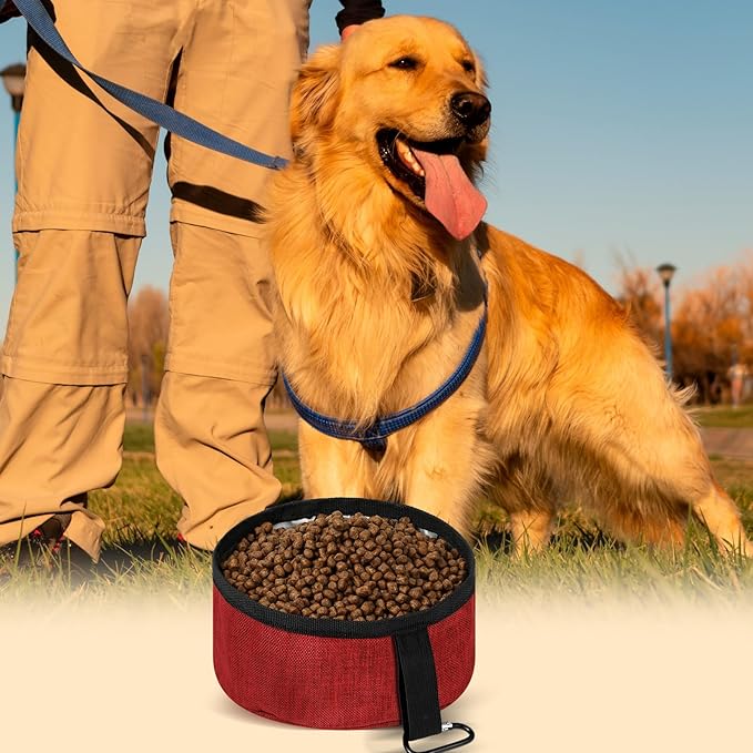 Meanplan 2 Pack Portable Dog Bowls Foldable Travel Dog Dish Portable Puppy Water and Food Bowl Pet Hiking Accessories for Small and Large Pets(Dark Blue, Red,40 oz)