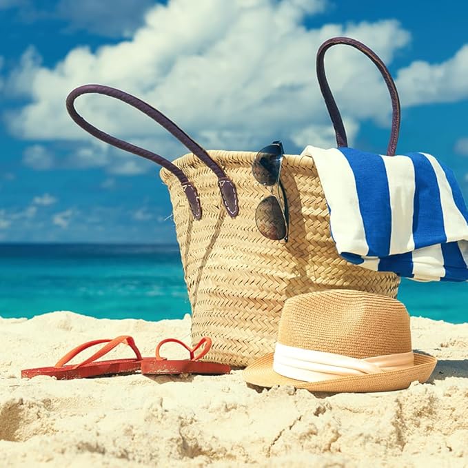 DRESHOW Women Straw Panama Hat Travel Fedora Beach Sun Hat Summer Wide Brim Straw Roll up Hat UPF 50+