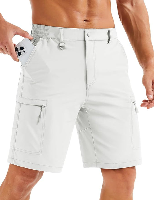 MAGCOMSEN Men's Hiking Cargo Shorts Quick Dry Lightweight 9" Golf Shorts Summer Casual Work Outdoor with 5 Zipper Pockets